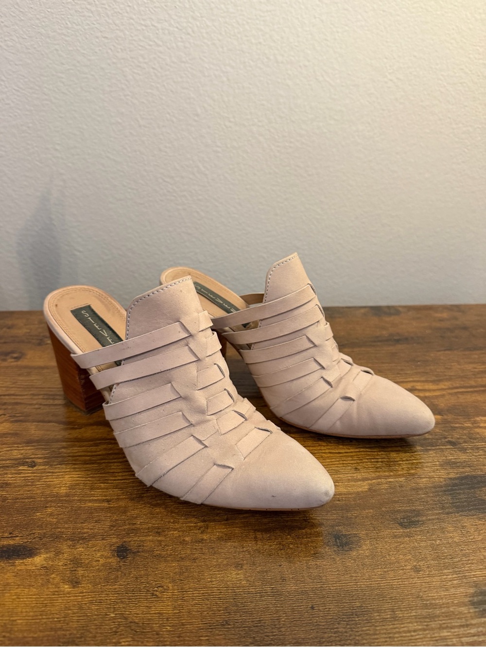 Steve Madden Nude Suede Strappy Mule Heeled Boots
